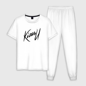 Мужская пижама хлопок с принтом KIZARU , 100% хлопок | брюки и футболка прямого кроя, без карманов, на брюках мягкая резинка на поясе и по низу штанин
 | kizaru | logo | rap | лого | реп | репер