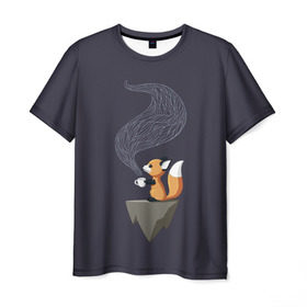 Мужская футболка 3D с принтом Coffee Fox , 100% полиэфир | прямой крой, круглый вырез горловины, длина до линии бедер | coffee | cute | fox | foxes | ginger | tail | забавная | кофе | кофеёк | кофеёчек | лис | лиса | лисица | лисицы | лисичка | лисички | лисы | милая | рыжая | рыжие | смешная | фыр | хвост | хвосты