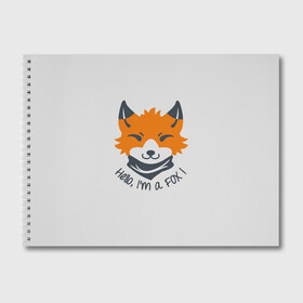 Альбом для рисования с принтом Hello Fox , 100% бумага
 | матовая бумага, плотность 200 мг. | Тематика изображения на принте: cute | fox | foxes | ginger | hello | tail | забавная | лис | лиса | лисица | лисицы | лисичка | лисички | лисы | милая | привет | рыжая | рыжие | смешная | фыр | хвост | хвосты