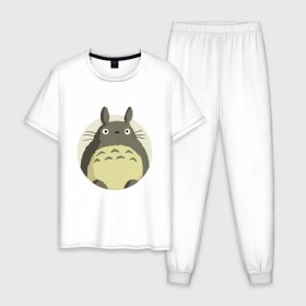 Мужская пижама хлопок с принтом Totoro , 100% хлопок | брюки и футболка прямого кроя, без карманов, на брюках мягкая резинка на поясе и по низу штанин
 | forest | friend | ghibli | japan | keeper | nature | neigbor | neighbour | totoro | анимация | аниме | гибли | дерево | друг | животные | лес | любовь | милый | мир | миядзаки | мульт | мультфильм | природа | сосед | тоторо | хранитель