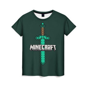 Женская футболка 3D с принтом Меч Minecraft , 100% полиэфир ( синтетическое хлопкоподобное полотно) | прямой крой, круглый вырез горловины, длина до линии бедер | craft | creeper | enderman | mine | minecraft | miner | online | skeleton | sword | tnt | world | zombie | динамит | зомби | игра | игры | кирка | крипер | майнер | майнкрафт | меч | мир | онлайн | скелетон