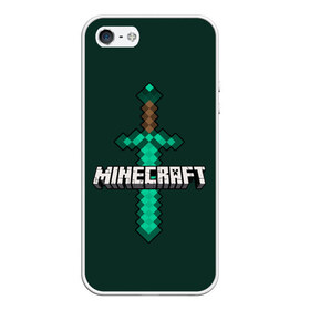 Чехол для iPhone 5/5S матовый с принтом Меч Minecraft , Силикон | Область печати: задняя сторона чехла, без боковых панелей | Тематика изображения на принте: craft | creeper | enderman | mine | minecraft | miner | online | skeleton | sword | tnt | world | zombie | динамит | зомби | игра | игры | кирка | крипер | майнер | майнкрафт | меч | мир | онлайн | скелетон