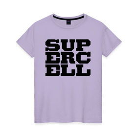 Женская футболка хлопок с принтом SUPERCELL , 100% хлопок | прямой крой, круглый вырез горловины, длина до линии бедер, слегка спущенное плечо | supercell | игра | клеш | клэш | суперселл