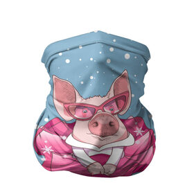 Бандана-труба 3D с принтом Свинка в розовом , 100% полиэстер, ткань с особыми свойствами — Activecool | плотность 150‒180 г/м2; хорошо тянется, но сохраняет форму | 2019 | год свиньи | милая свинка | новогодний подарок | новый год | новый год 2019 | подарок на новый год | прикольная свинка | свинка в розовом | свинья | символ 2019 года | снег | снежинки