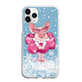 Чехол для iPhone 11 Pro матовый с принтом Свинка в розовом , Силикон |  | 2019 | год свиньи | милая свинка | новогодний подарок | новый год | новый год 2019 | подарок на новый год | прикольная свинка | свинка в розовом | свинья | символ 2019 года | снег | снежинки