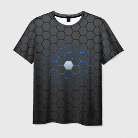 Мужская футболка 3D с принтом Гексагон , 100% полиэфир | прямой крой, круглый вырез горловины, длина до линии бедер | Тематика изображения на принте: hexagon | metal | pattern | steel | гексагон | метал | паттерн | сталь | текстуры | шестиугольник