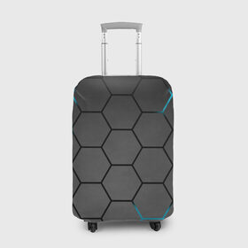 Чехол для чемодана 3D с принтом Плиты с Энергией , 86% полиэфир, 14% спандекс | двустороннее нанесение принта, прорези для ручек и колес | hexagon | metal | pattern | steel | броня | гексагон | метал | плиты | сталь | текстура
