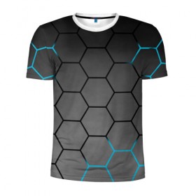Мужская футболка 3D спортивная с принтом Плиты с Энергией , 100% полиэстер с улучшенными характеристиками | приталенный силуэт, круглая горловина, широкие плечи, сужается к линии бедра | hexagon | metal | pattern | steel | броня | гексагон | метал | плиты | сталь | текстура