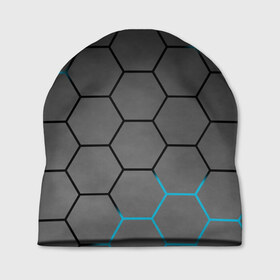 Шапка 3D с принтом Плиты с Энергией , 100% полиэстер | универсальный размер, печать по всей поверхности изделия | hexagon | metal | pattern | steel | броня | гексагон | метал | плиты | сталь | текстура