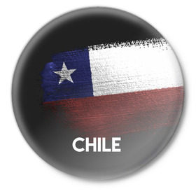 Значок с принтом Chile(Чили) ,  металл | круглая форма, металлическая застежка в виде булавки | chile | urban | город | мир | путешествие | символика | страны | флаг | чили