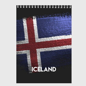 Скетчбук с принтом Iceland(Исландия) , 100% бумага
 | 48 листов, плотность листов — 100 г/м2, плотность картонной обложки — 250 г/м2. Листы скреплены сверху удобной пружинной спиралью | iceland | urban | город | мир | путешествие | символика | страны | флаг