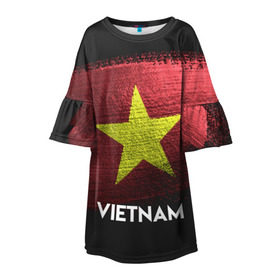 Детское платье 3D с принтом VIETNAM(Вьетнам) , 100% полиэстер | прямой силуэт, чуть расширенный к низу. Круглая горловина, на рукавах — воланы | urban | vietnam | город | мир | путешествие | символика | страны | флаг