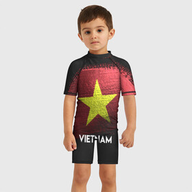 Детский купальный костюм 3D с принтом VIETNAM(Вьетнам) , Полиэстер 85%, Спандекс 15% | застежка на молнии на спине | Тематика изображения на принте: urban | vietnam | город | мир | путешествие | символика | страны | флаг
