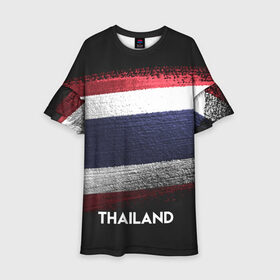 Детское платье 3D с принтом Тайланд(Thailand) , 100% полиэстер | прямой силуэт, чуть расширенный к низу. Круглая горловина, на рукавах — воланы | Тематика изображения на принте: thailand | urban | город | мир | путешествие | символика | страны | таиланд | флаг