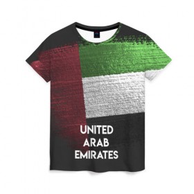 Женская футболка 3D с принтом Арабские Эмираты , 100% полиэфир ( синтетическое хлопкоподобное полотно) | прямой крой, круглый вырез горловины, длина до линии бедер | urban | город | мир | путешествие | символика | страны | флаг