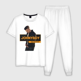 Мужская пижама хлопок с принтом Johnyboy , 100% хлопок | брюки и футболка прямого кроя, без карманов, на брюках мягкая резинка на поясе и по низу штанин
 | Тематика изображения на принте: johnyboy | джонибой | джонни бой