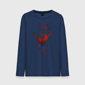 Мужской лонгслив хлопок с принтом Отпечаток руки , 100% хлопок |  | Тематика изображения на принте: halloween | костюм на хэллоуин | кровавая рука | кровавый отпечаток | кровь | рисунок кровью | футболка для хэллоуина | хэллоуин