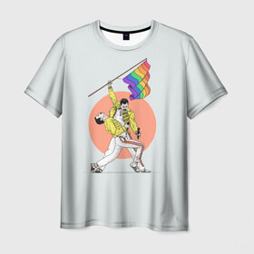 Мужская футболка 3D с принтом Freddi , 100% полиэфир | прямой крой, круглый вырез горловины, длина до линии бедер | freddie mercury | queen | фредди меркьюри