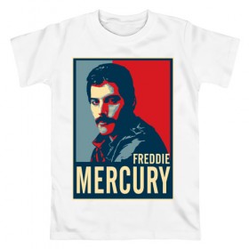 Мужская футболка хлопок с принтом Freddie Mercury , 100% хлопок | прямой крой, круглый вырез горловины, длина до линии бедер, слегка спущенное плечо. | freddie mercury | queen | фредди меркьюри