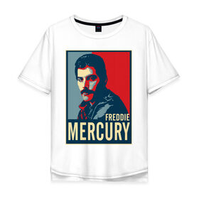 Мужская футболка хлопок Oversize с принтом Freddie Mercury , 100% хлопок | свободный крой, круглый ворот, “спинка” длиннее передней части | freddie mercury | queen | фредди меркьюри