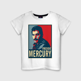 Детская футболка хлопок с принтом Freddie Mercury , 100% хлопок | круглый вырез горловины, полуприлегающий силуэт, длина до линии бедер | Тематика изображения на принте: freddie mercury | queen | фредди меркьюри