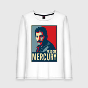 Женский лонгслив хлопок с принтом Freddie Mercury , 100% хлопок |  | freddie mercury | queen | фредди меркьюри