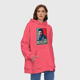 Худи SuperOversize хлопок с принтом Freddie Mercury , 70% хлопок, 30% полиэстер, мягкий начес внутри | карман-кенгуру, эластичная резинка на манжетах и по нижней кромке, двухслойный капюшон
 | freddie mercury | queen | фредди меркьюри