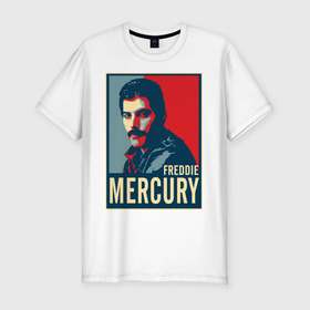 Мужская футболка хлопок Slim с принтом Freddie Mercury , 92% хлопок, 8% лайкра | приталенный силуэт, круглый вырез ворота, длина до линии бедра, короткий рукав | freddie mercury | queen | фредди меркьюри