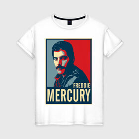 Женская футболка хлопок с принтом Freddie Mercury , 100% хлопок | прямой крой, круглый вырез горловины, длина до линии бедер, слегка спущенное плечо | freddie mercury | queen | фредди меркьюри