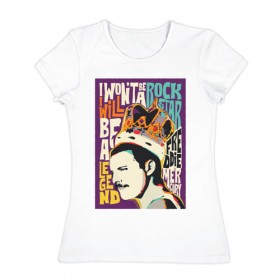 Женская футболка хлопок с принтом Queen , 100% хлопок | прямой крой, круглый вырез горловины, длина до линии бедер, слегка спущенное плечо | freddie mercury | queen | фредди меркьюри