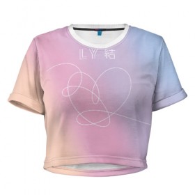 Женская футболка 3D укороченная с принтом BTS , 100% полиэстер | круглая горловина, длина футболки до линии талии, рукава с отворотами | Тематика изображения на принте: bts bangtan boys бантаны бтс
