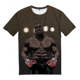 Мужская футболка 3D с принтом Myke Tyson_7 , 100% полиэфир | прямой крой, круглый вырез горловины, длина до линии бедер | myke tyson | бокс | боксер | железный майк | нокаут