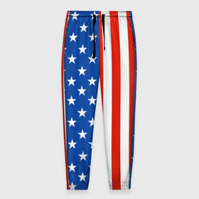 Мужские брюки 3D с принтом Американский Флаг , 100% полиэстер | манжеты по низу, эластичный пояс регулируется шнурком, по бокам два кармана без застежек, внутренняя часть кармана из мелкой сетки | Тематика изображения на принте: америка | вашингтон | звезды | патриот | сша | трамп | триколор