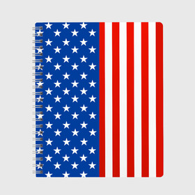 Тетрадь с принтом Американский Флаг , 100% бумага | 48 листов, плотность листов — 60 г/м2, плотность картонной обложки — 250 г/м2. Листы скреплены сбоку удобной пружинной спиралью. Уголки страниц и обложки скругленные. Цвет линий — светло-серый
 | америка | вашингтон | звезды | патриот | сша | трамп | триколор