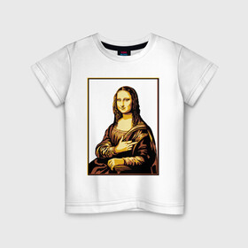 Детская футболка хлопок с принтом Fuck from Mona Lisa , 100% хлопок | круглый вырез горловины, полуприлегающий силуэт, длина до линии бедер | женщина | искусство | картина | лиза | мона | палец