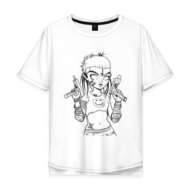 Мужская футболка хлопок Oversize с принтом Yo-landi (светлые) , 100% хлопок | свободный крой, круглый ворот, “спинка” длиннее передней части | девушка | контур | линиями | нервана | пушки. пистолеты | смайл | хип хоп | юар