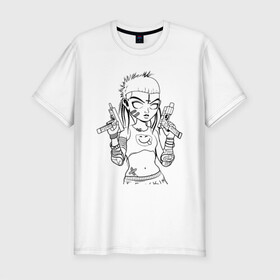 Мужская футболка хлопок Slim с принтом Yo-landi (светлые) , 92% хлопок, 8% лайкра | приталенный силуэт, круглый вырез ворота, длина до линии бедра, короткий рукав | девушка | контур | линиями | нервана | пушки. пистолеты | смайл | хип хоп | юар