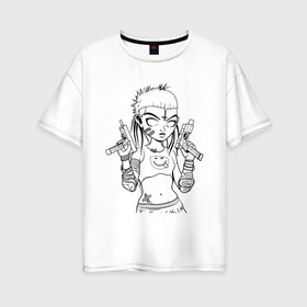 Женская футболка хлопок Oversize с принтом Yo-landi (светлые) , 100% хлопок | свободный крой, круглый ворот, спущенный рукав, длина до линии бедер
 | девушка | контур | линиями | нервана | пушки. пистолеты | смайл | хип хоп | юар