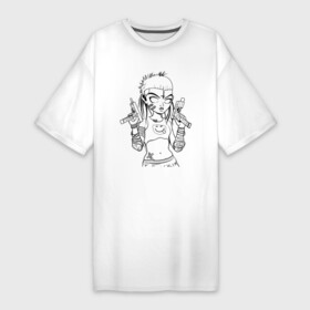 Платье-футболка хлопок с принтом Yo landi (светлые) ,  |  | девушка | контур | линиями | нервана | пушки. пистолеты | смайл | хип хоп | юар