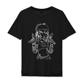 Мужская футболка хлопок Oversize с принтом Yo-landi (тёмное) , 100% хлопок | свободный крой, круглый ворот, “спинка” длиннее передней части | девушка | контур | линиями | нервана | пушки. пистолеты | смайл | хип хоп | юар