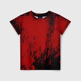 Детская футболка 3D с принтом Red blood , 100% гипоаллергенный полиэфир | прямой крой, круглый вырез горловины, длина до линии бедер, чуть спущенное плечо, ткань немного тянется | Тематика изображения на принте: halloween | брызги красок | брызги крови | картина кровью | красные пятна | кровавая абстракция | кровавые пятна | кровь | пятна краски
