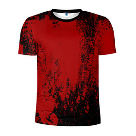 Мужская футболка 3D спортивная с принтом Red blood , 100% полиэстер с улучшенными характеристиками | приталенный силуэт, круглая горловина, широкие плечи, сужается к линии бедра | Тематика изображения на принте: halloween | брызги красок | брызги крови | картина кровью | красные пятна | кровавая абстракция | кровавые пятна | кровь | пятна краски