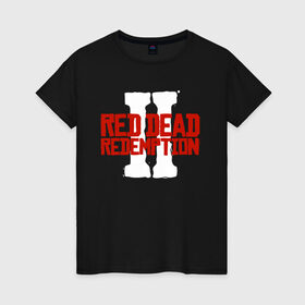 Женская футболка хлопок с принтом RDR2 , 100% хлопок | прямой крой, круглый вырез горловины, длина до линии бедер, слегка спущенное плечо | gamer | gun | logo | play | player | rdr2 | red dead redemption 2 | rockstar | western | вестерн | ковбои | компьютерные игры 2019 | криминал | лого | рокстар