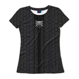 Женская футболка 3D с принтом ВЕДЬМАК 2077 (НА СПИНЕ) , 100% полиэфир ( синтетическое хлопкоподобное полотно) | прямой крой, круглый вырез горловины, длина до линии бедер | 