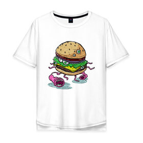 Мужская футболка хлопок Oversize с принтом chef burger , 100% хлопок | свободный крой, круглый ворот, “спинка” длиннее передней части | 