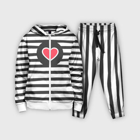 Детский костюм 3D с принтом Сердце в полоску ,  |  | black | lines | mochino | белый | москино | полоски | полосы | сердечко | сердце | черный