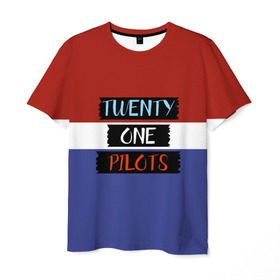 Мужская футболка 3D с принтом Twenty one pilots , 100% полиэфир | прямой крой, круглый вырез горловины, длина до линии бедер | 21 pilots | josh dun | music | rock | twenty one pilots | tyler joseph | джош дан | музыка | рок | тайлер джозеф