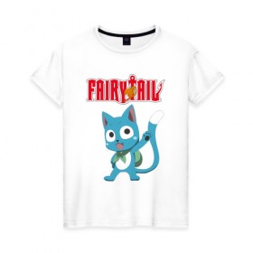 Женская футболка хлопок с принтом Fairy Tail , 100% хлопок | прямой крой, круглый вырез горловины, длина до линии бедер, слегка спущенное плечо | 
