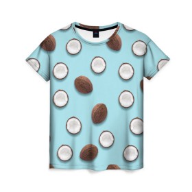 Женская футболка 3D с принтом Кокосовое Настроение , 100% полиэфир ( синтетическое хлопкоподобное полотно) | прямой крой, круглый вырез горловины, длина до линии бедер | баунти | еда | кокос | наслаждение | орех | паттерн | рай