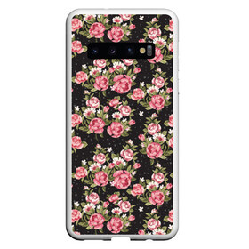 Чехол для Samsung Galaxy S10 с принтом Брендовые Цветы , Силикон | Область печати: задняя сторона чехла, без боковых панелей | gucci | гучи | гуччи | розы | цветы | черный